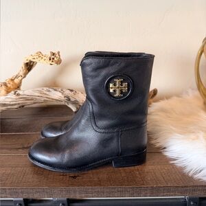 Tory Burch Miller 45MM Leather Ankle Bootie Boot Black Size 5